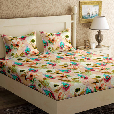 

Bella Casa 104 TC Cotton Double Printed Bedsheet(Pack of 1, Orange)