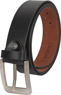 

CREATURE Men Party Black Genuine Leather Belt