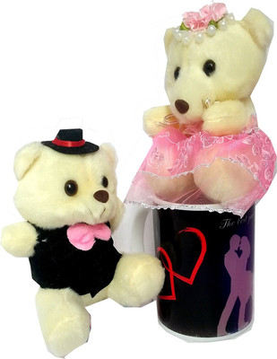 

TECHNOCHITRA BIRTHDAY GIFT COMBO -MEDIUM SIZE COUPLE TEDDY AND BIRTHDAY WISHES MUG FOR YOUR LOVED ONES /HUSBAND/WIFE/LOVER (COLOR PINK & BLACK)(Set of 2)