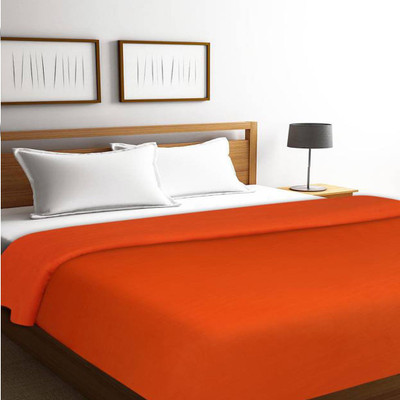 JARS Solid Double Fleece Blanket for  AC Room(Polyester, Orange)