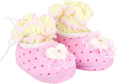 

Neska Moda Polka 0 To 12 Month Baby Booties(Toe to Heel Length - 12 cm Pink)