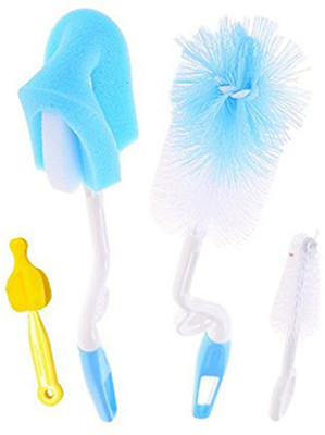 

SYGA 4 Pcs Baby Milk Bottle Nipple Straw Brush Sponge Nylon Cleaning Brush Cleaner Bottle Tong Set Random Color(Multicolor)