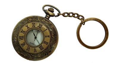 

JOSHISNEST Designer Vintage Roman Numerals Pocket Watch Key Chain(Brown)