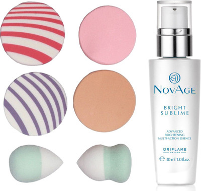 

Oriflame Sweden NovAge Bright Sublime Advanced Brightening Multi-action Essence 30ml (32805) With Puff Sponge(Set of 7)