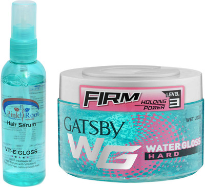 

Pink Root Hair Serum and GATSBY Firm Holding Power Level 3 WG (WATER GLOSS) HARD Pack of 2(Set of 2)