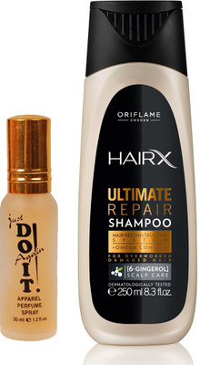 

Oriflame Sweden HairX Ultimate Repair Shampoo 250ml (32998) With Just Doit Perfume 30ml(Set of 2)