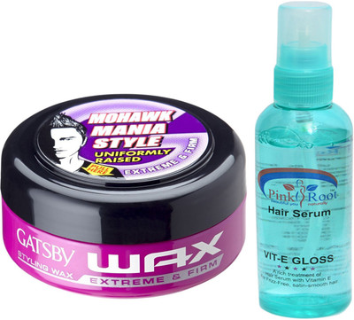 

Pink Root Hair Serum and GATSBY Styling Wax EXTRME & FIRM Pack of 2(Set of 2)