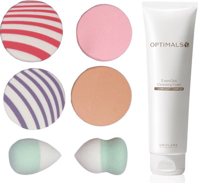 Oriflame Sweden Optimals Even Out Foaming Cleanser 150ml (33224) With Puff Sponge(Set of 7)