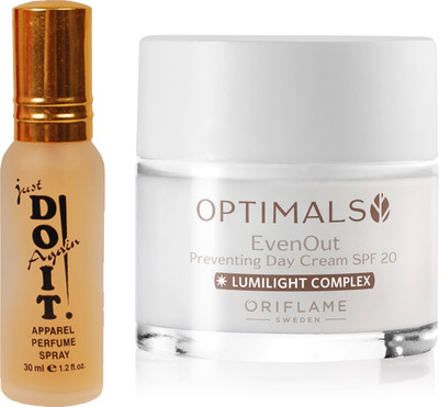Oriflame Sweden Optimals Even Out Day Cream SPF 20 50ml (32479) With Just Doit Perfume 30ml(Set of 2) available at flipkart for Rs.799