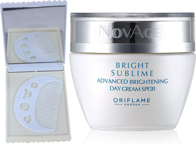 

Oriflame Sweden NovAge Bright Sublime Advanced Brightening Day Cream SPF20 50ml (32803) With Comb Mirror Set(Set of 3)