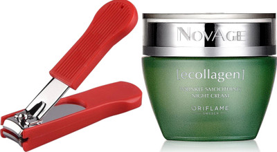 Oriflame Sweden NovAge Ecollagen Wrinkle Smoothing Night Cream 50ml (31545) With Nail Cutter(Set of 2)