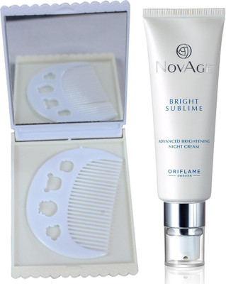 

Oriflame Sweden NovAge Bright Sublime Advanced Brightening Night Cream 50ml (32658) With Comb Mirror Set(Set of 3)