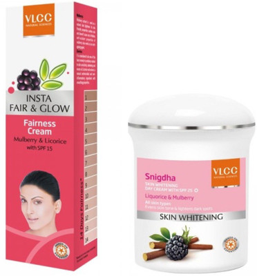 VLCC Brighteing Combo ( Insta Fair and Glow Fairness crème + Snigdha Day Cream)(Set of 1)