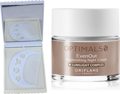 

Oriflame Sweden Optimals Even Out Night Cream 50ml (32480) With Comb Mirror Set(Set of 3)