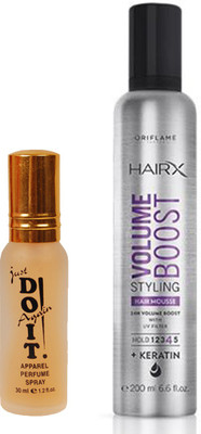 

Oriflame Sweden HairX Volume Boost Styling Hair Mousse 200ml (30550) With Just Doit Perfume 30ml(Set of 2)
