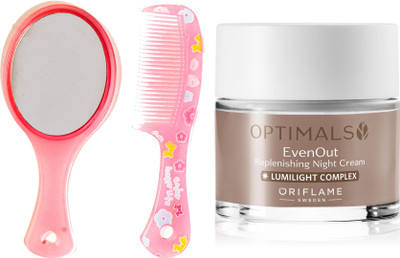 

Oriflame Sweden Optimals Even Out Night Cream 50ml (32480) With Mirror Comb Set(Set of 3)