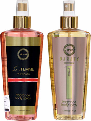 

Armaf LE FEMME AND PARATY Body Spray - For Women(500 ml, Pack of 2)