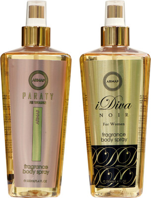 

Armaf PARATY AND I DIVA NOIR Body Spray - For Women(500 ml, Pack of 2)