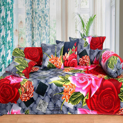 WI International Polycotton Floral Diwan Set available at flipkart for Rs.335