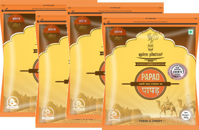 

Spice Platter Crispy Moth Papad - Authentic Rajasthani Sajji Papad - Pack of 4 - 400g Each Masala Papad 1600 g(Pack of 4)