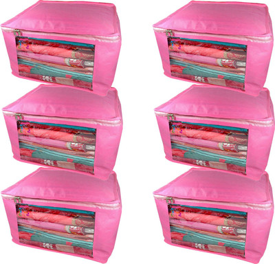 

Atorakushon new and modern stylish dresses covers Non Woven Saree wardrobe orgniser, cover / Wedding Gift, Regular Clothes Bag, Vanity pouch, Set Of 6 (Pink) at big Non woven saree 6pcs pink(Pink)