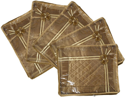 

Indi Bargain Satin Designer Saree Cover Set Set of 5(Golden)