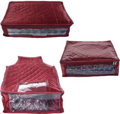 

Indi Bargain Satin Designer Garment Cover Set Set of 3(Maroon)