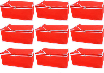 

Snazzy Designer Non woven Saree cover Bag Set of 9 Pcs /Wardrobe Organiser/Regular Clothes Cover WPK08h(Red)
