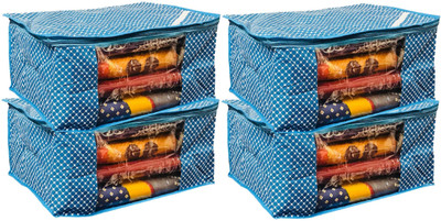 

Kuber Industries Designer Cotton 3 Layered Quilted Saree Cover Set of 4 Pcs (Blue) COMBHATHKADI39(Blue)