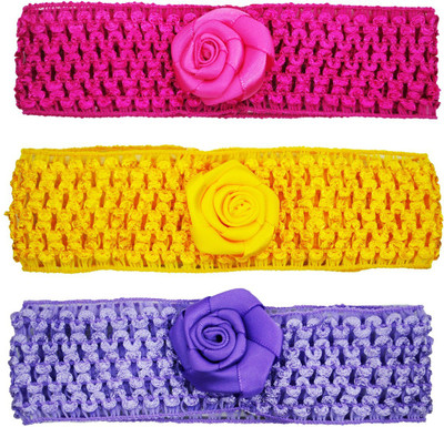 

Netboys Crochet Cutwork Flower Baby Headband ( Pink , Yellow , Purple ) 3 Pcs Set Head Band(Multicolor)