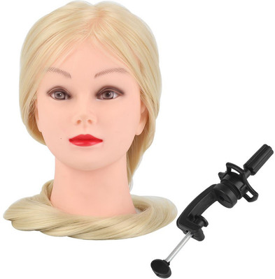 

Ritzkart Japanese Heat Resistant 90% Human Hair Mix Hair Dummy, Best For Curling / Styling / Makeup & More ( Colour Off White ) Hair Accessory Set(White)