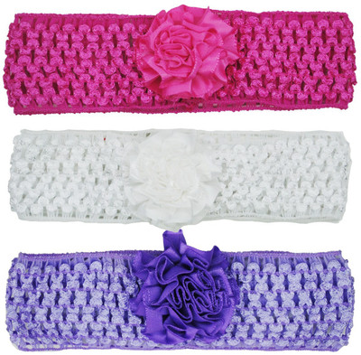 

FAVINO Crochet Cutwork Flower Baby Headband ( Pink , White , Purple ) 3 Pcs Set Head Band(Multicolor)