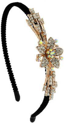 Anuradha Art Jewellery Hair Band Hair Band(Gold, Black)