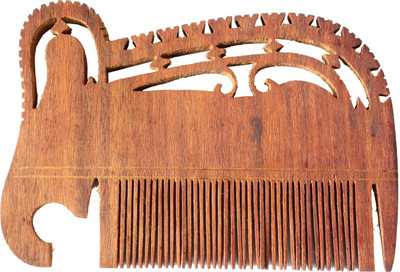 

Be You Graceful Vintage Look Round Hand Carved Sheesham Wooden Hair Comb (Kanghi)