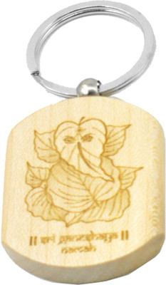 

Faynci Leaf Ganesha Lord Ganpati Wooden Keychain Key Chain