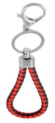 

Faynci Braided Leather Cord Metal Red and Black Key Chain