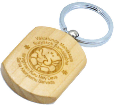 

Faynci Lord vinayaka Engraved Handcrafted Wooden Key Chain