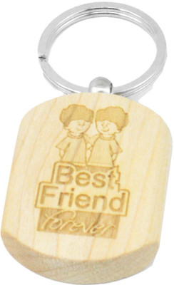 

Faynci He and She Friens Forever Engraved Handcrafted Wooden Key Chain