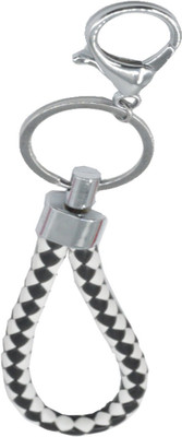 

Faynci Braided Leather Cord Metal White and Black Key Chain