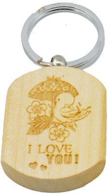 

Faynci I Love You Engraved Handcrafted Wooden Key Chain