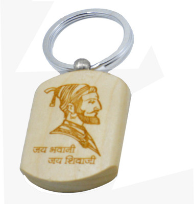faynci Jay Bhavani Jay Shivaji Engraved Handcrafted Wooden for Shiv Premi Key Chain