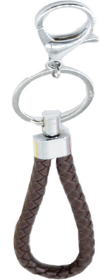 

Faynci Braided Leather Cord Metal Brown Key Chain
