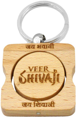 

Faynci VEER SHIVAJI Rajmudra Engraved Handcrafted Wooden for Shiv Premi Key Chain