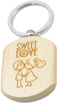 faynci Sweet Love Engraved Handcrafted Wooden Key Chain
