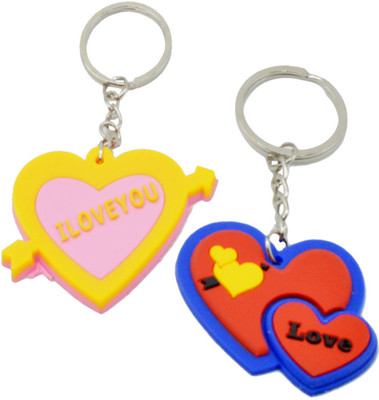 

Faynci I Love you Couple Multicolor Rubber Key Chain