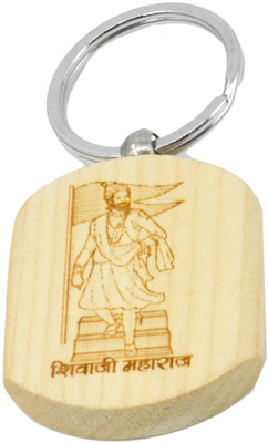 faynci Chatrapati Shivaji Maharaj Engraved Handcrafted Wooden for Shiv Premi Key Chain