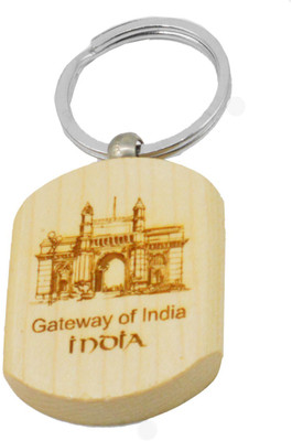 

Faynci Gateway of India Engraved Handcrafted Wooden Key Chain