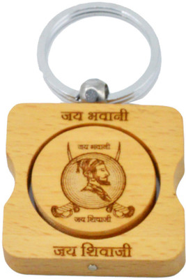 

Faynci Jay Bhavani Jay Shivaji Rajmudra Engraved Handcrafted Wooden for Shiv Premi Key Chain
