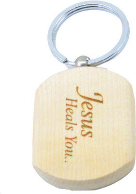 

Faynci Jesus Heals You Engraved Handcrafted Wooden Key Chain