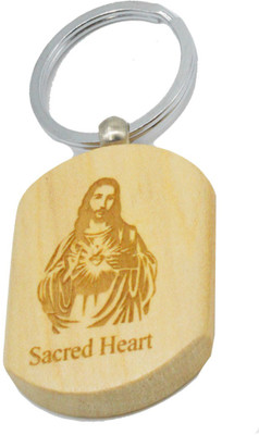 

Faynci Sacred Heart Engraved Handcrafted Wooden Key Chain